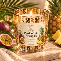 Gold Glass Coconut Wax Candle – 8 oz / 227 g – Passionfruit Pineapple