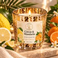 Gold Glass Coconut Wax Candle – 8 oz / 227 g – Citron & Mandarin