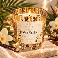 Gold Glass Coconut Wax Candle – 8 oz / 227 g – Very Vanilla