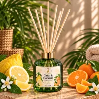 Green Glass Reed Diffuser – 9 oz / 266 ml – Citron & Mandarin