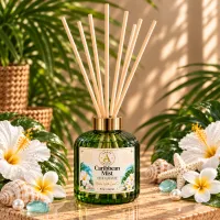 Green Glass Reed Diffuser – 9 oz / 266 ml – Caribbean Mist