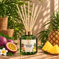 Green Glass Reed Diffuser – 9 oz / 266 ml – Passionfruit Pineapple
