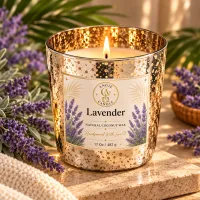 Gold Speckled Coconut Wax Candle – 17 oz / 482 g – Lavender
