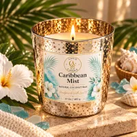 Gold Speckled Coconut Wax Candle – 17 oz / 482 g – Caribbean Mist