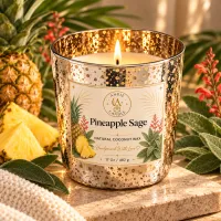 Gold Speckled Coconut Wax Candle – 17 oz / 482 g – Pineapple Sage