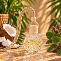 Round Cut Glass Car Diffuser – Coconut & Patchouli