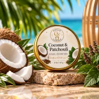 Travel Tin Coconut Wax Candle – 2 oz / 57 g – Coconut & Patchouli