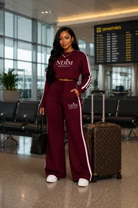 Maroon Crop-Top Tracksuit set – Image 1