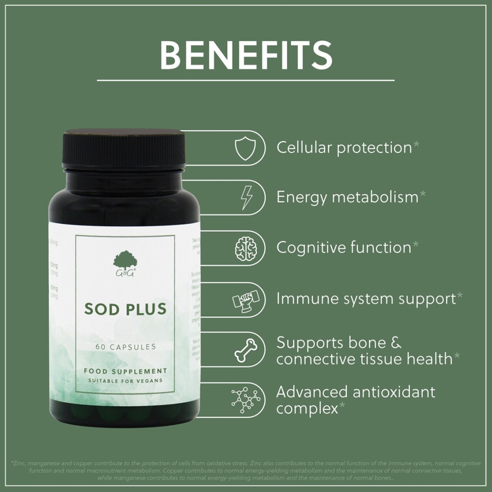 SOD Plus (Superoxide dismutase) - 60 Vegan Capsules – Image 2