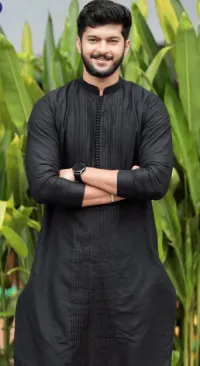 BLACK COTTON KURTA | JTK-S-39640/S26/JJ10827-SF – Image 3