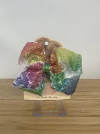 Bow Hair Clip – Single, Sparkle Rainbow