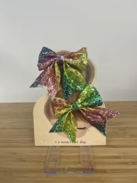 Bow Hair Clip – Pair, Rainbow