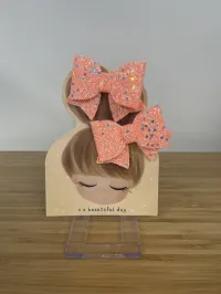 Bow Hair Clip – Pair, Peach