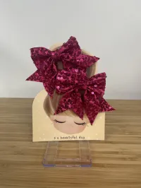 Bow Hair Clip – Pair, Hot Pink