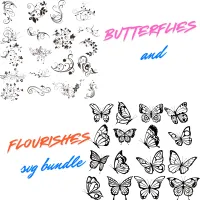 Butterflies & Flourishes SVG Bundle — Elegant Designs for Crafters, Wedding Decor, Tumblers & More – Image 1