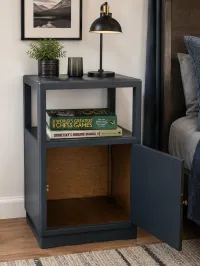 Contemporary Navy & Oak Bedside Cabinet – Image 2