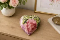 Vintage Rose Botanical Ceramic Heart – Image 1