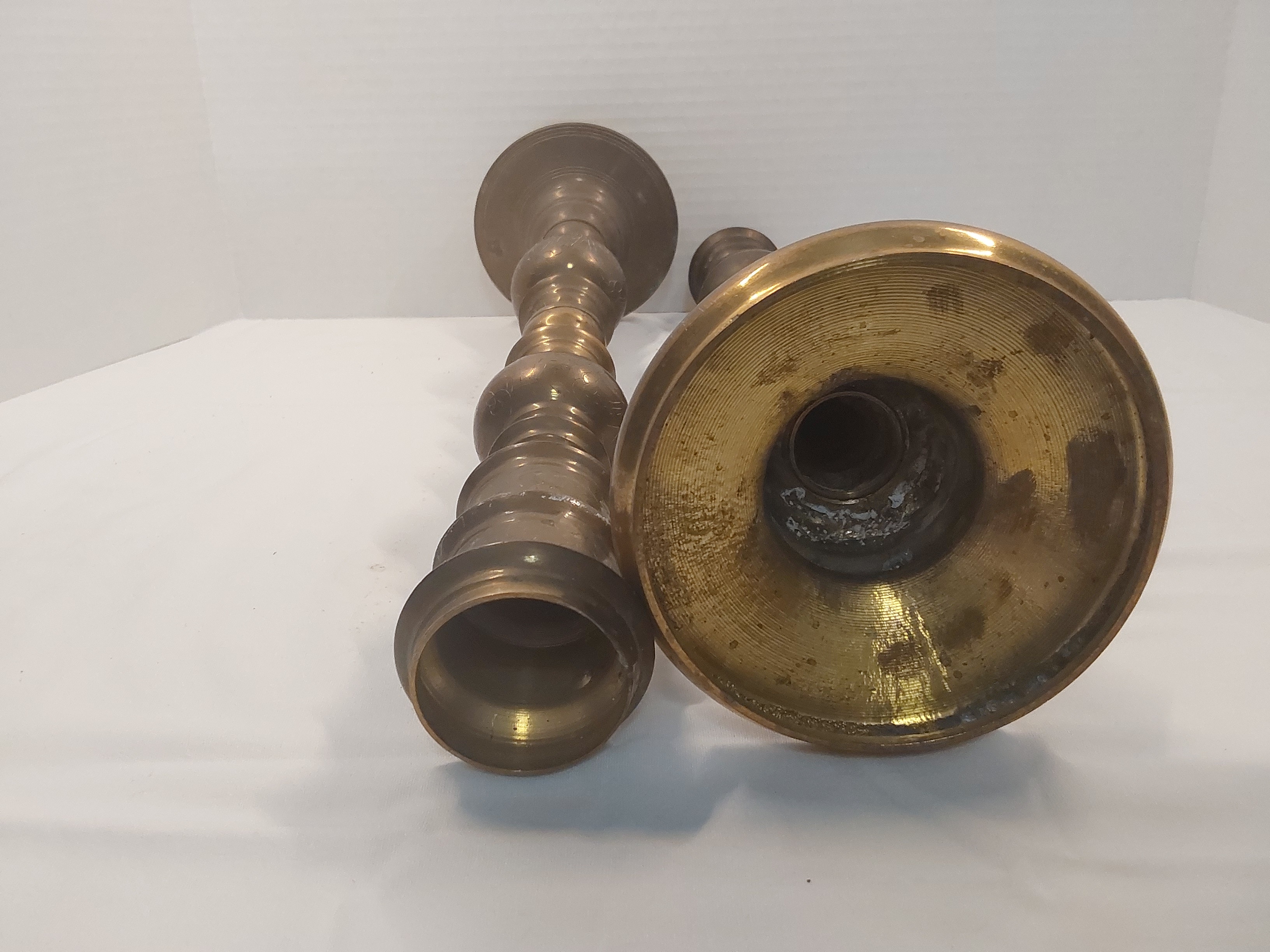 Vintage 18-Inch Etched Brass Baluster Candlesticks - Pair of Tall Statement Candle Holders – Image 3