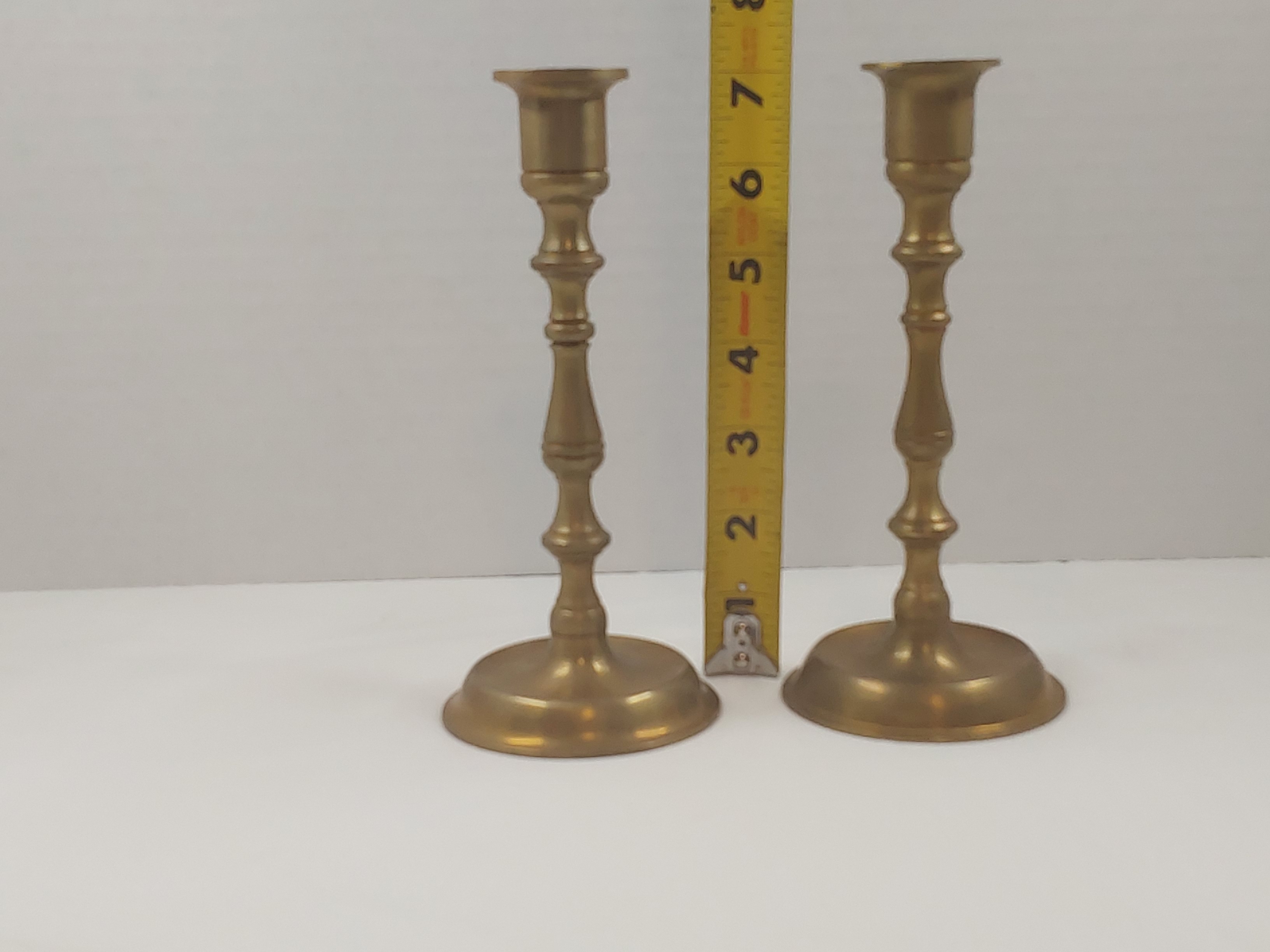 Vintage 7.5-inch Solid Brass Candlesticks (Pair) – Image 2