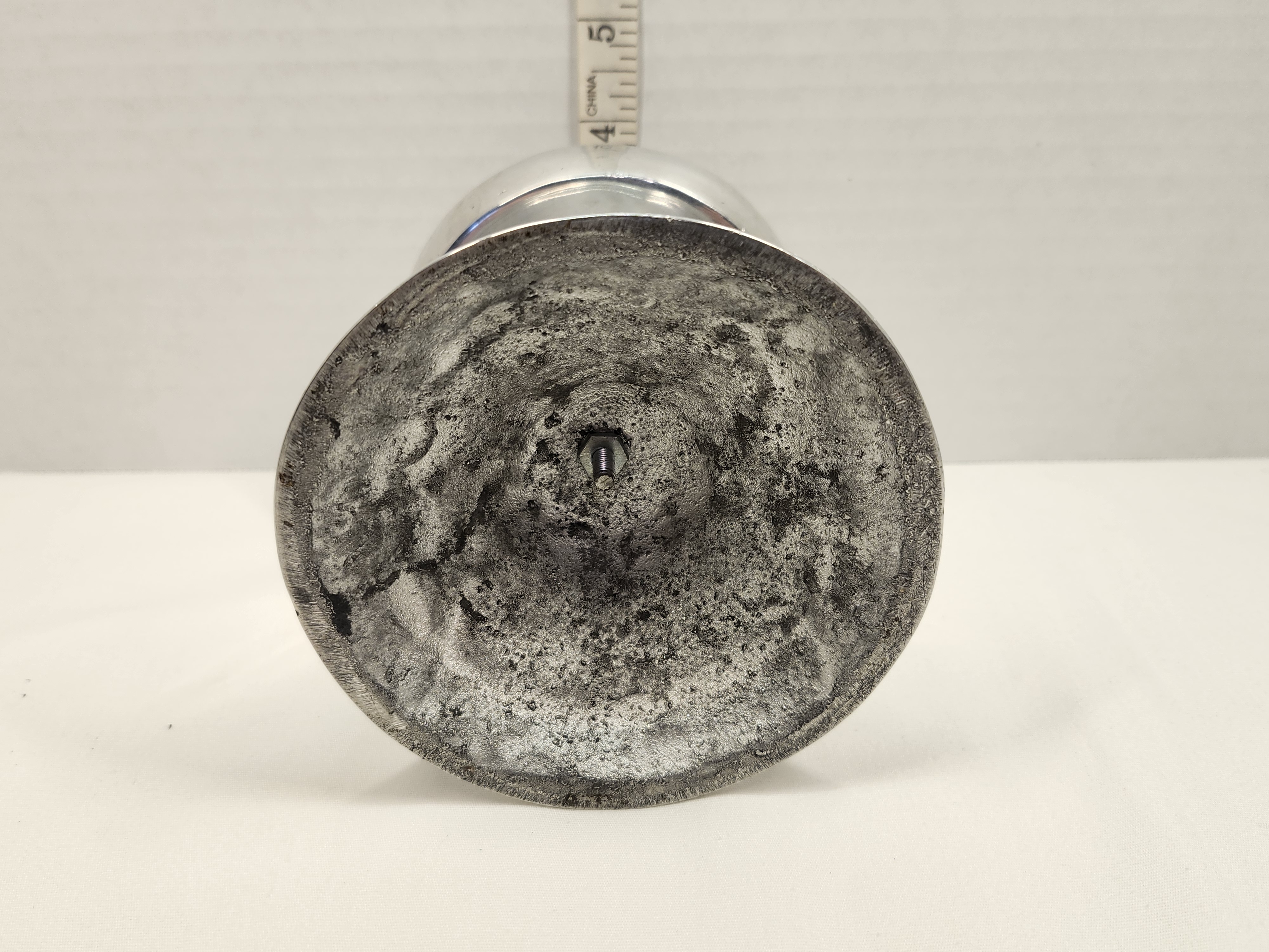Vintage Silver-Toned Cast Aluminum 4.5" Pillar Candle Holder Pedestal – Image 3