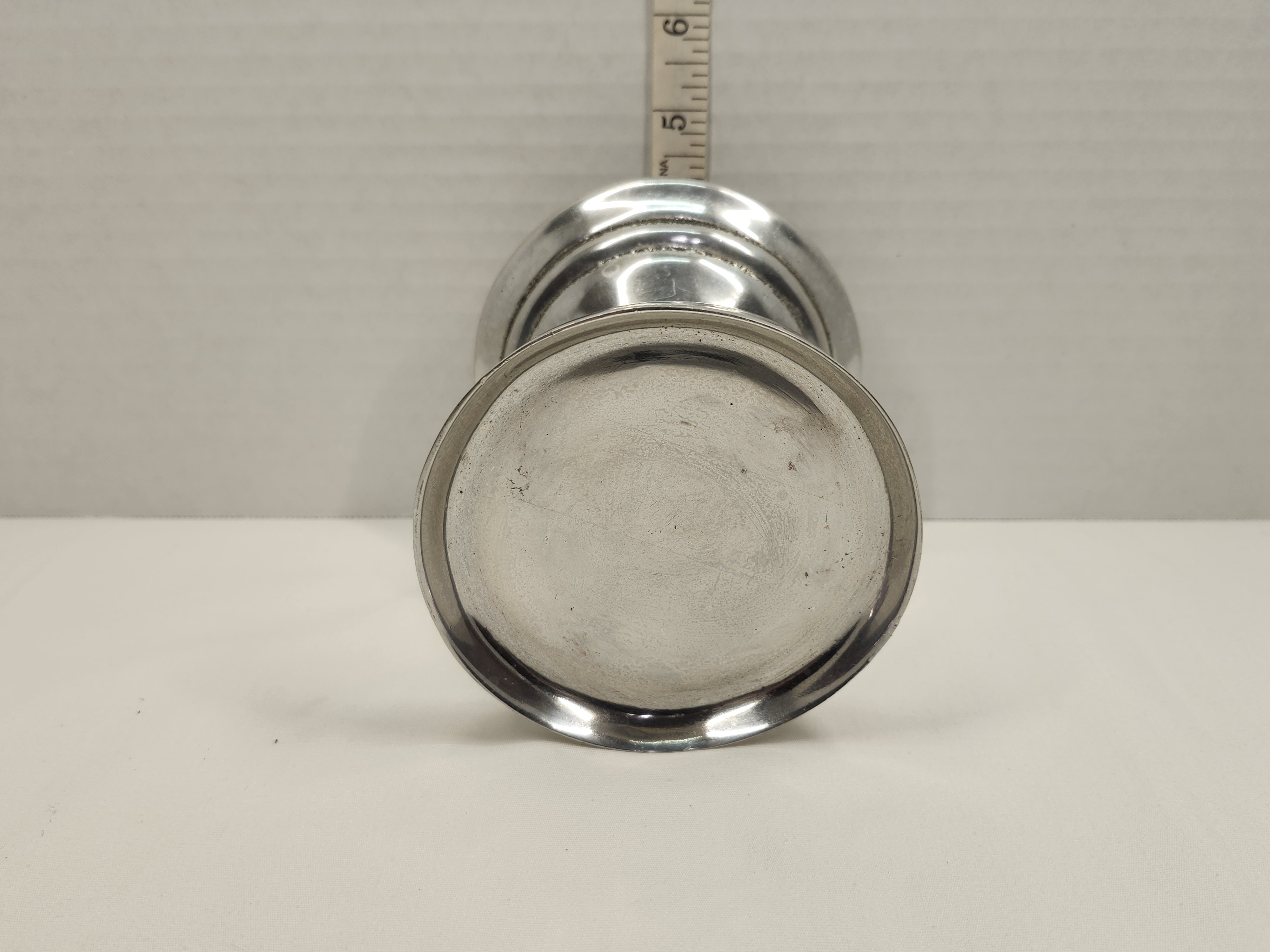 Vintage Silver-Toned Cast Aluminum 4.5" Pillar Candle Holder Pedestal – Image 2