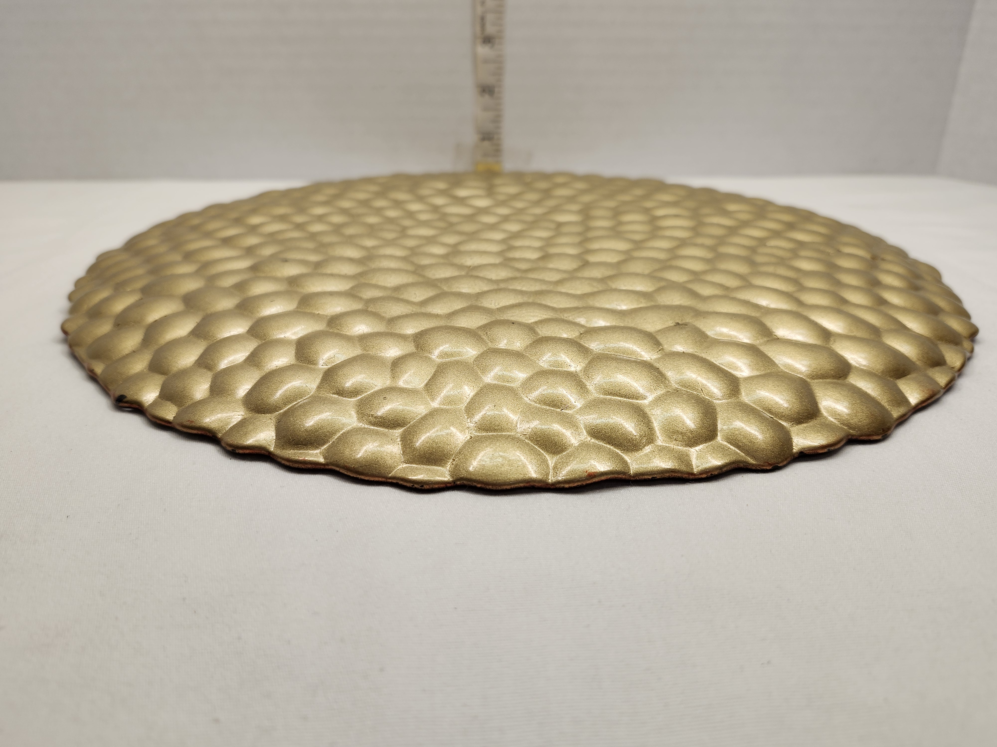 Artistic Textured Metallic Copper & Red 13" Scalloped Glass Charger Platter – Image 4