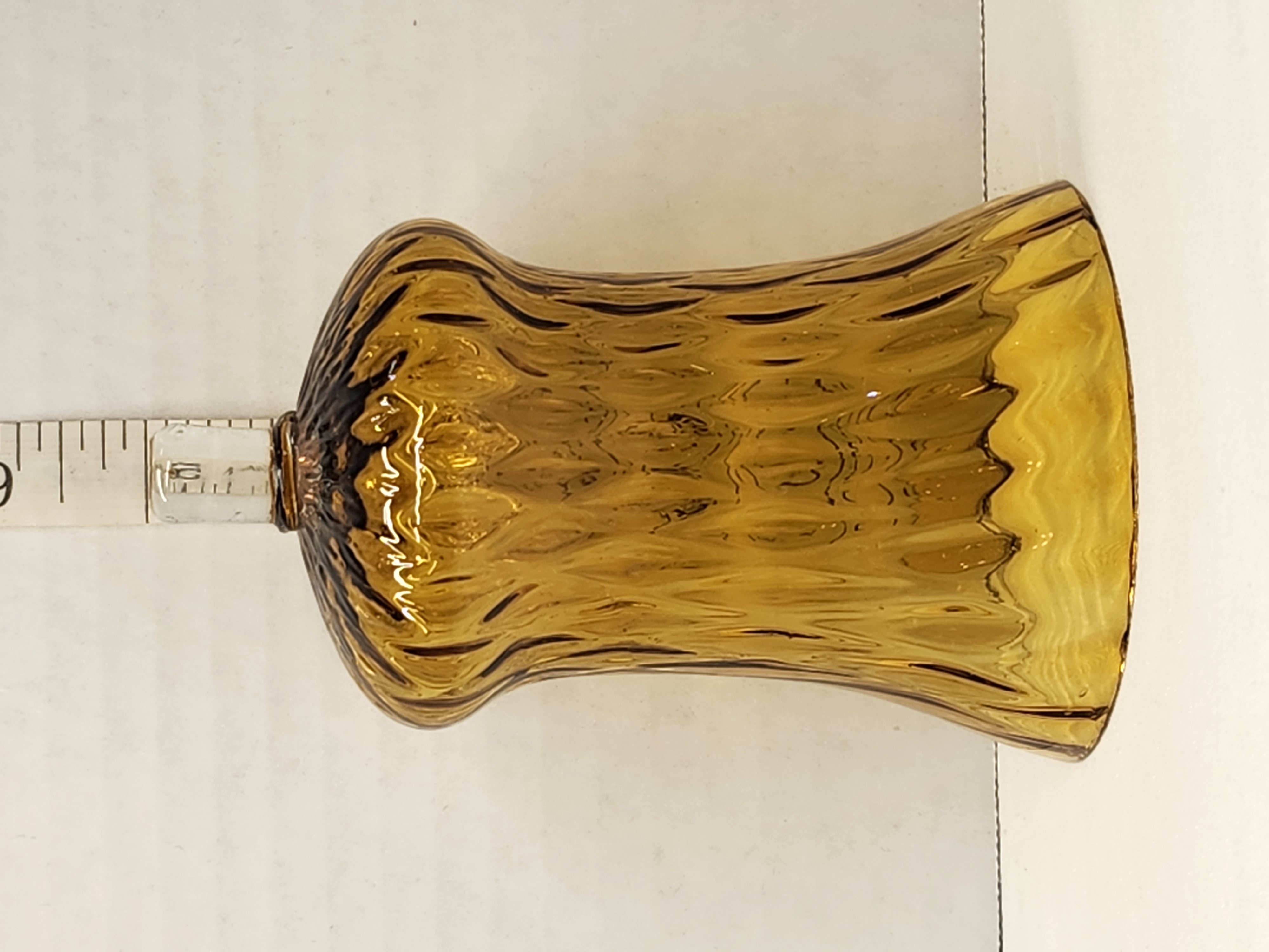 Vintage 1970s Amber Diamond Optic Peg Votive Glass Shade - Replacement – Image 1