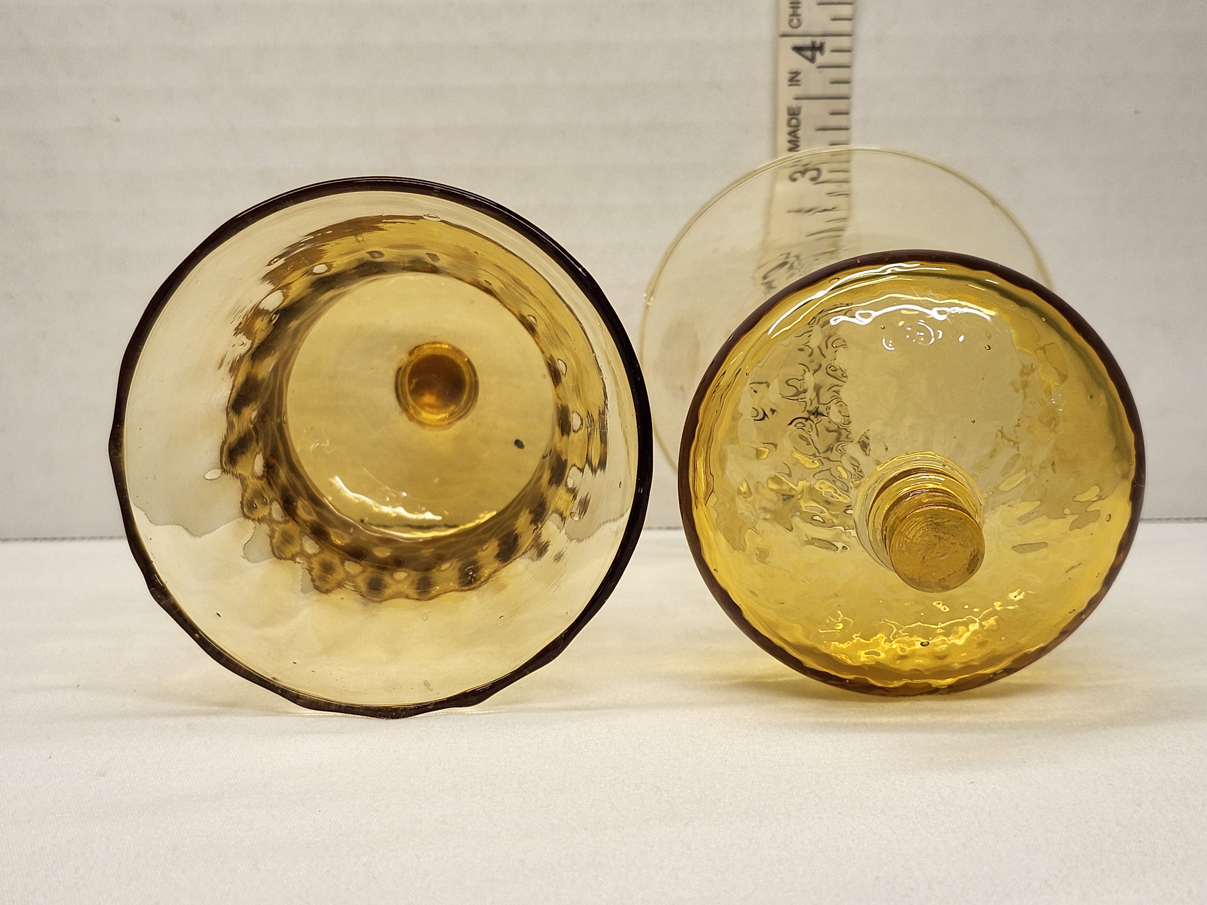 Vintage 1970s Homco Amber Gold Hobnail Peg Votive Glass Shades - Pair – Image 2