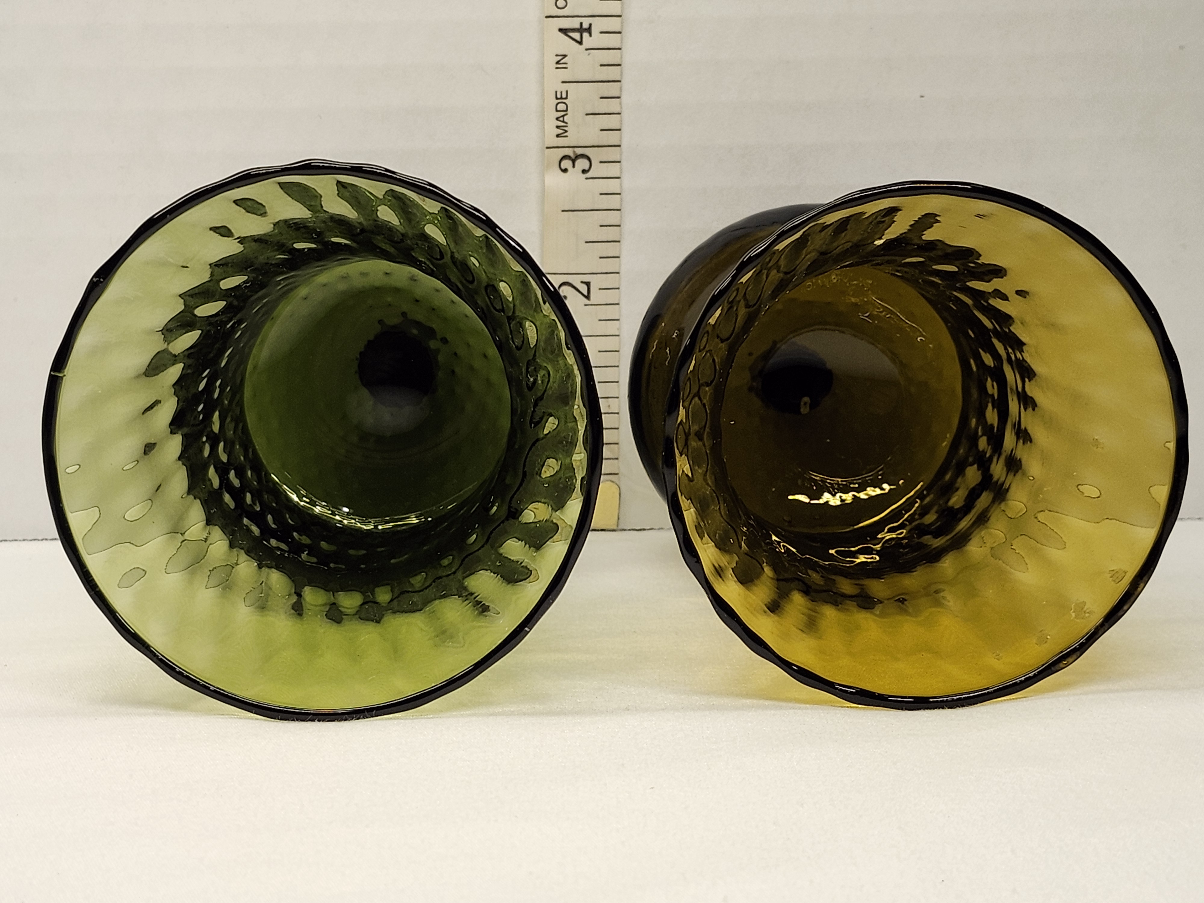 Vintage 1970s Homco Earth-Tone Peg Votive Glass Shades - Avocado & Amber Pair – Image 6