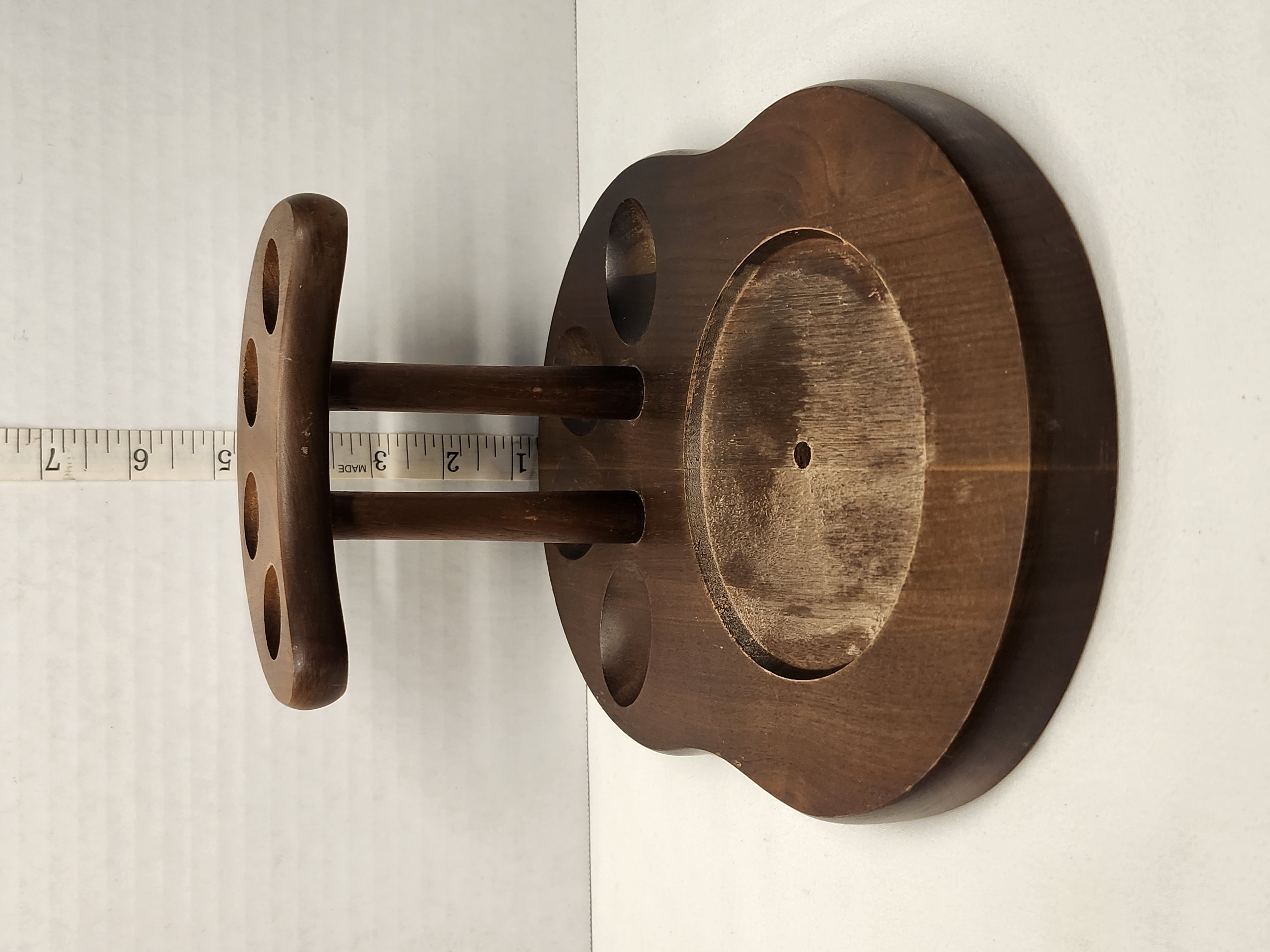 Vintage 1960s Mid-Century Modern Solid Walnut 4-Pipe Display Stand – Image 2