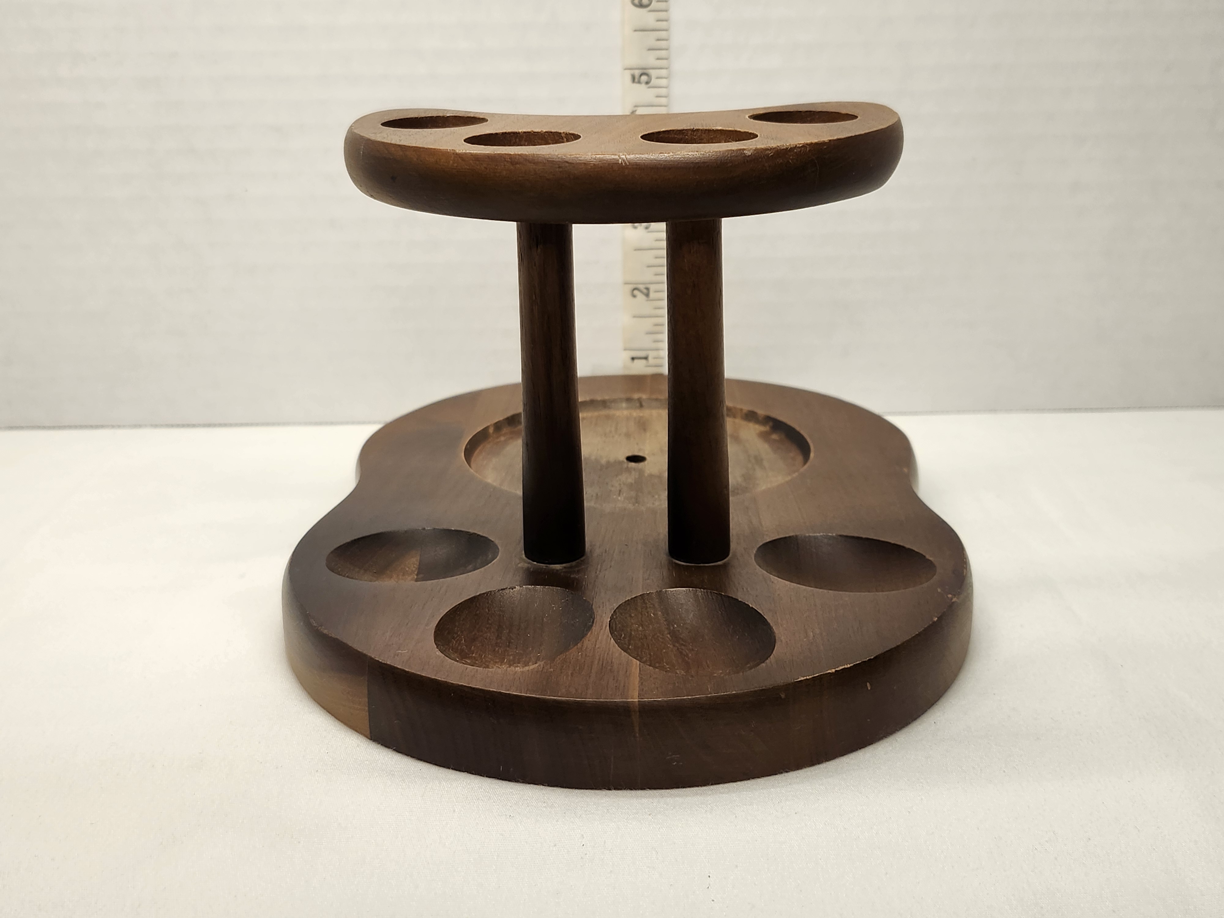 Vintage 1960s Mid-Century Modern Solid Walnut 4-Pipe Display Stand – Image 5