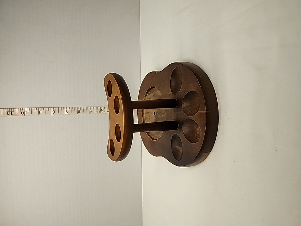 Vintage 1960s Mid-Century Modern Solid Walnut 4-Pipe Display Stand – Image 3