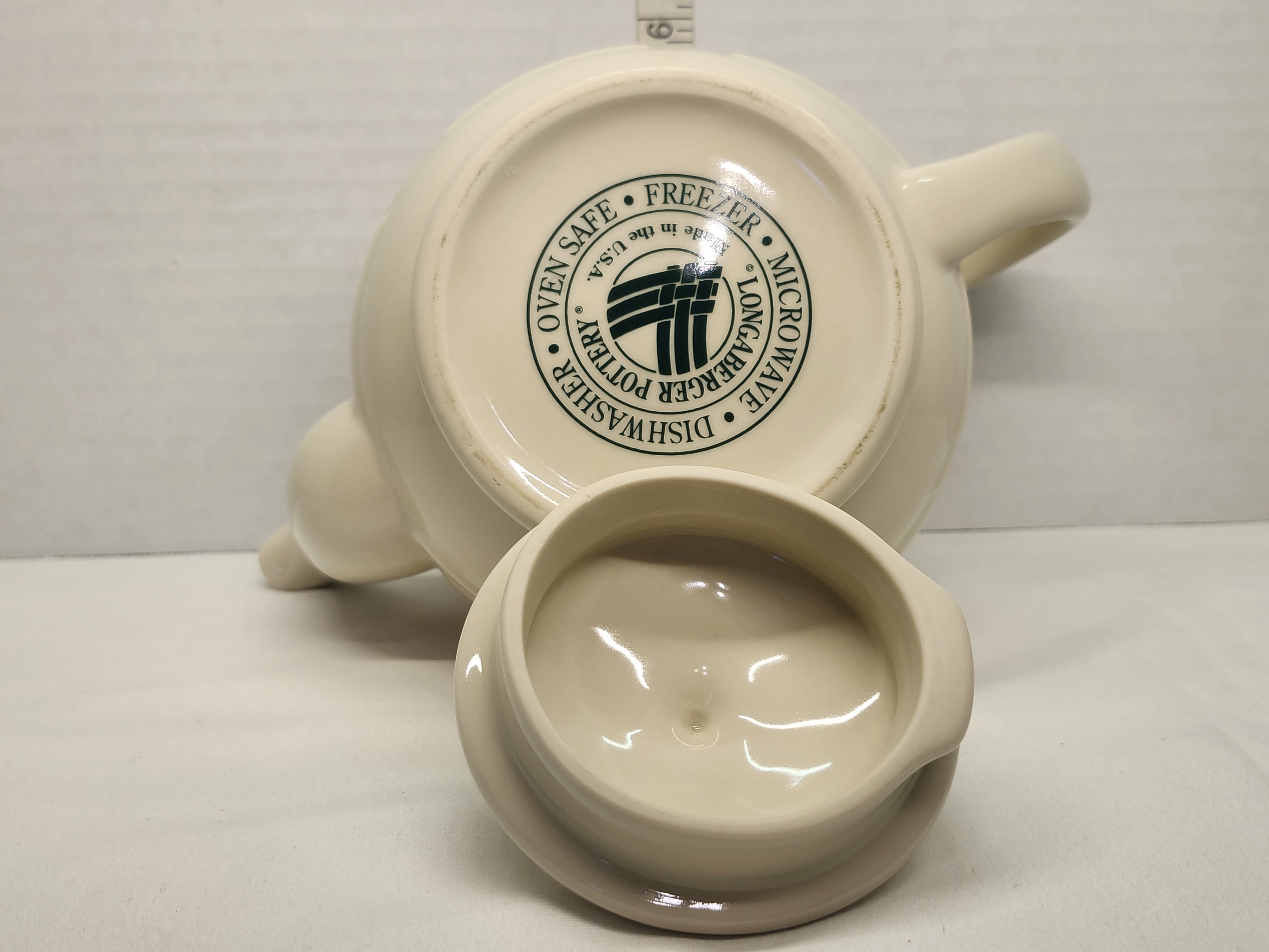 Vintage Longaberger Woven Traditions Heritage Green Teapot with Lid - USA – Image 3