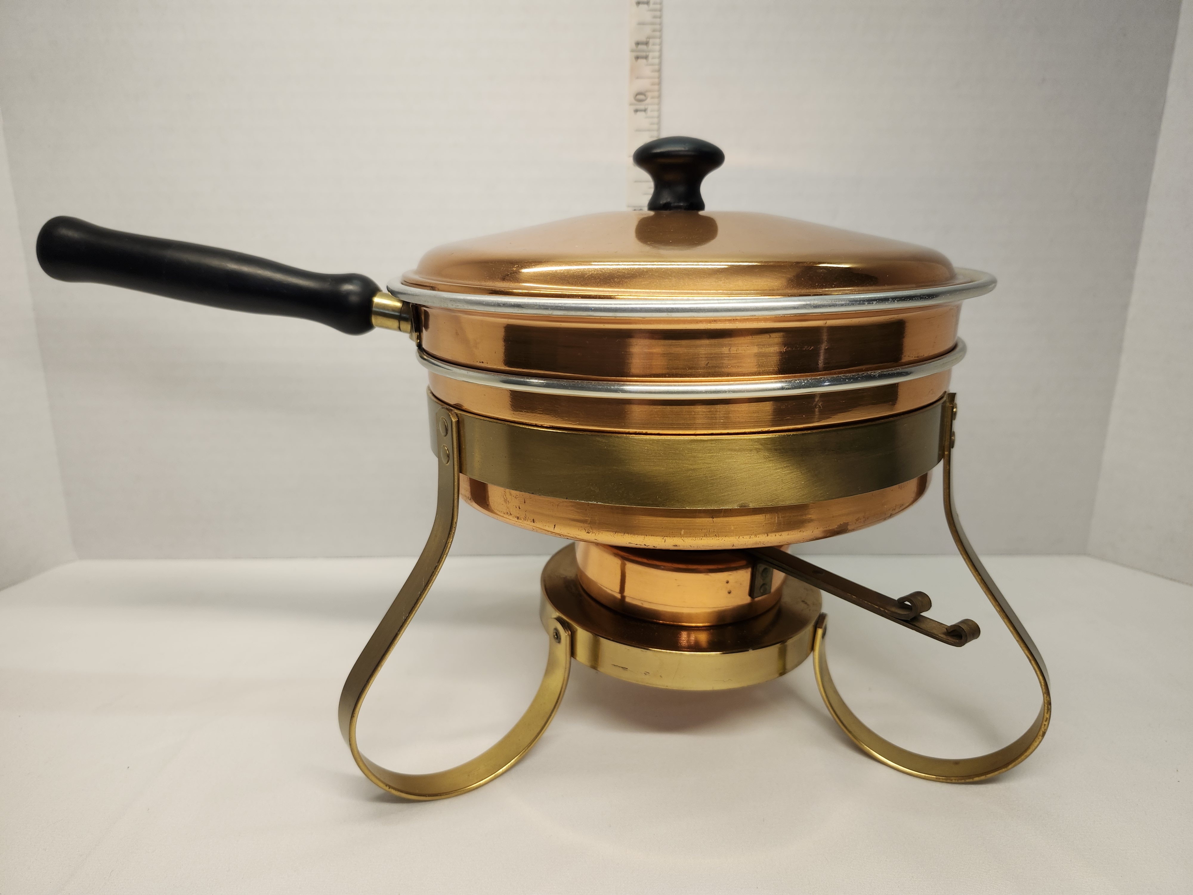 Vintage Mid-Century Copper & Brass Chafing Dish Set - 5-Piece – Image 1
