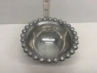 Vintage Decorative Metal Bowl with Classic Beaded Rim – Image 1