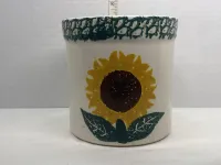 Vintage "Crock Shop Santa Fe" Hand-Painted Sunflower Stoneware Crock – Image 2