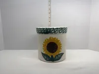 Vintage "Crock Shop Santa Fe" Hand-Painted Sunflower Stoneware Crock – Image 1