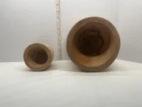 Vintage Primitive Hand-Carved Wooden Vessels - Set of 2 – Image 3