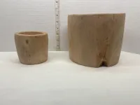 Vintage Primitive Hand-Carved Wooden Vessels - Set of 2 – Image 1