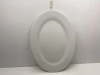 Vintage White Ceramic Oval Serving Platter - Plain Smooth Rim (12.5") – Image 2