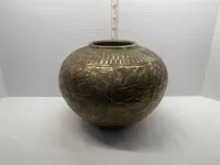 Vintage Hand-Etched Brass Ginger Jar Vase - Ornate Floral Chased Design – Image 4