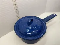 Vintage Cobalt Blue Enamelware Speckled Camp Cookware Set - 5-Piece Lot – Image 6