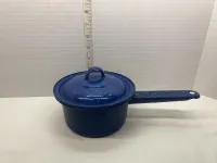 Vintage Cobalt Blue Enamelware Speckled Camp Cookware Set - 5-Piece Lot – Image 3