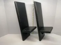Set of 2 Vintage Farmhouse Style Black Wall Sconce Shelves – Image 2