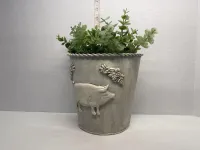Farmhouse Metal Wall Pocket Planter with Pig Detail – Image 3