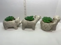 Set of 3 Farmhouse Animal Succulent Planters - Pig, Cow, and Sheep – Image 2