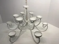 Vintage Large White Wrought Iron 13-Light Candelabra Table Centerpiece (10.5") – Image 1