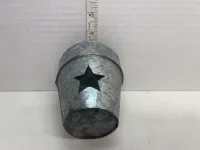 Rustic Galvanized Metal Planter Bucket with Cutout Star – Image 3