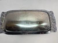 Vintage Embossed Rose Silver Chrome Serving Tray - Vanity Perfume Platter – Image 4