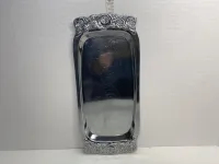 Vintage Embossed Rose Silver Chrome Serving Tray - Vanity Perfume Platter – Image 2